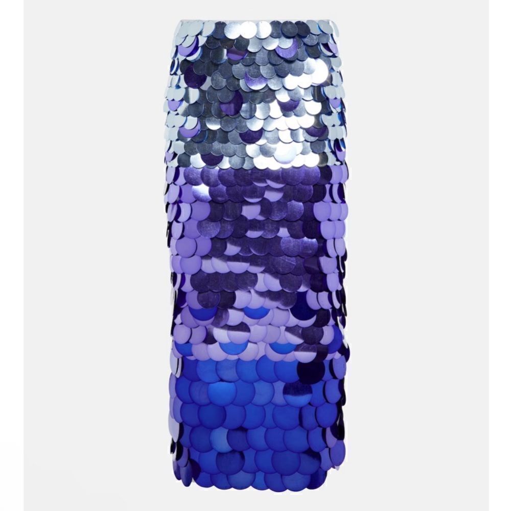 NWT SIMKHAI Elvira Sequined MIDI Skirt Ombre Blue Size 0